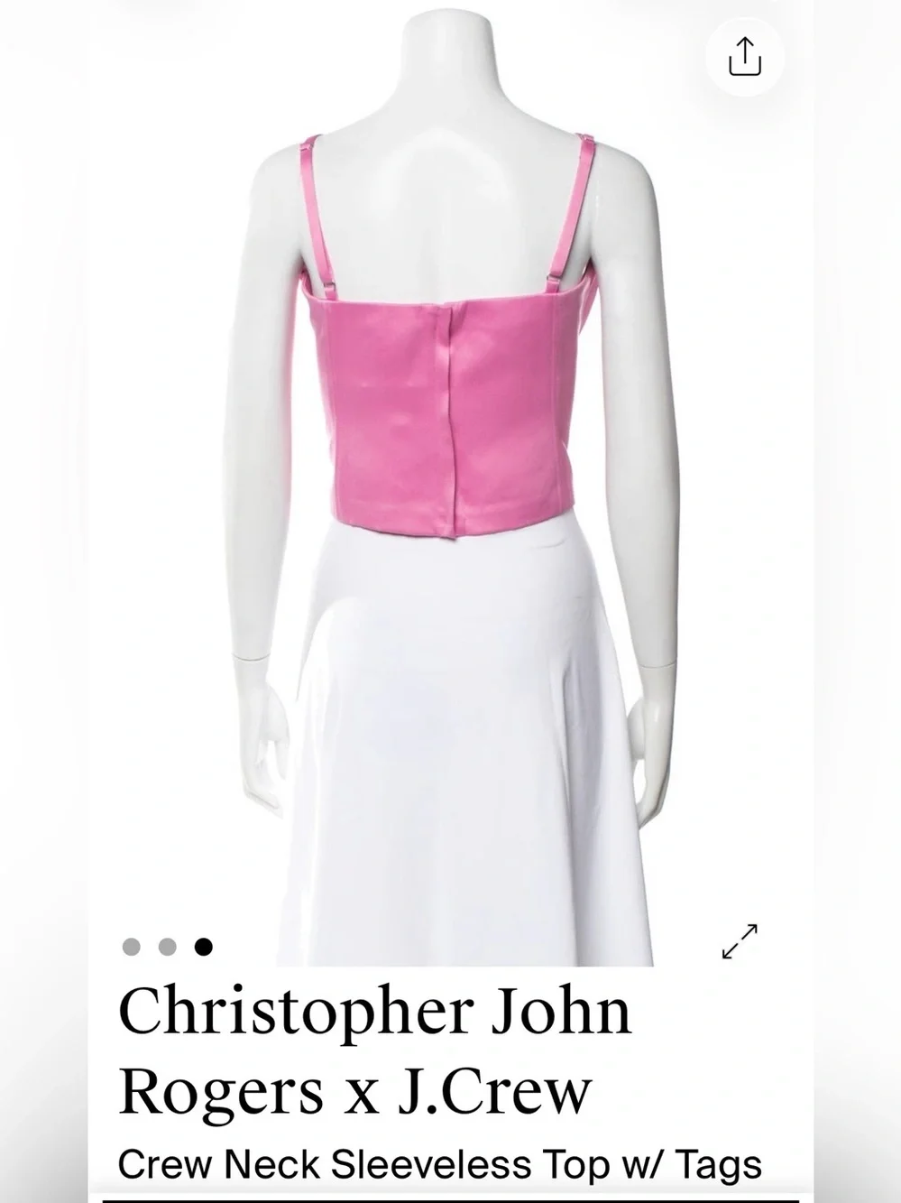 Christopher John Rogers x J.Crew Pink Satin Cropped Cami, NWT